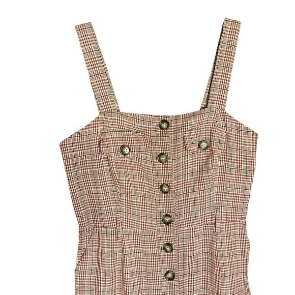 Charlotte Russe Red/White Plaid Button Front Romper Size Medium - Picture 4 of 8